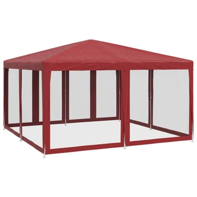 Produktbild von vidaXL Partyzelt mit 8 Mesh-Seitenteilen Rot 4x4 m HDPE