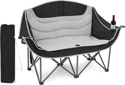 Produktbild von Famanu Campingstuhl - Klappstuhl - 2-Sitzer - Schwarz/Grau