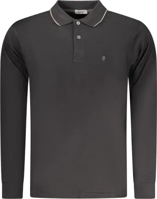 Immagine prodotto di Elegante polo da uomo a maniche lunghe nera con contrasti e ricami