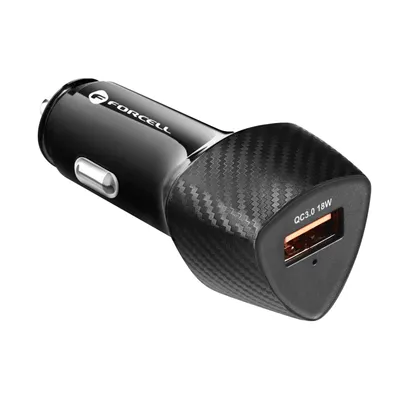Immagine prodotto di Caricabatterie per auto Forcell 18W USB, Quick Charge 3.0, Carbon Design - Nero