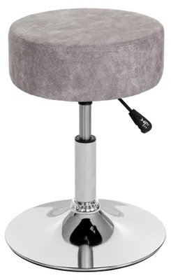 Produktbild von Hocker, Sitzhocker Schminkhocker, höhenverstellbar Ø 35cm - WildKunstleder, Vintage grau