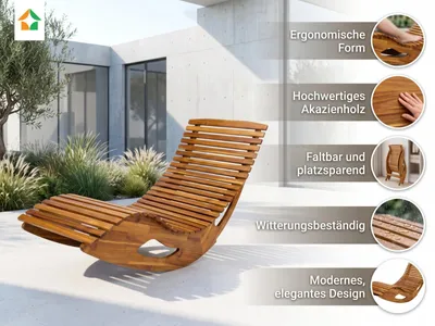 Immagine prodotto di Sdraio ergonomica in legno di acacia - pieghevole