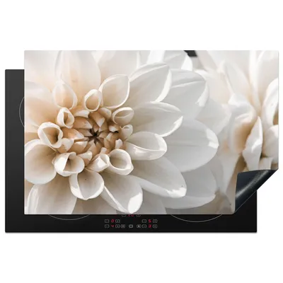 Produktbild von KitchenYeah© Herdabdeckplatte Blumen - Weiß - Natur , 80x52cm, Küche Deko, Glaskeramikkochfeld Herdabdeckung, Abdeckplatte fùr Kochfeld