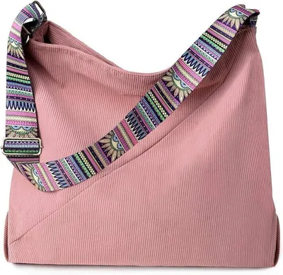Produktbild von MODFU Damen Cord Tasche Umhängetasche Groß Canvas Handtasche Shopper Tasche Casual Schultertasche Perfekt Schule Reisen Einkauf Rosa