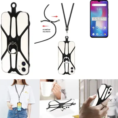Produktbild von K-S-Trade 3in1 Handykette Handyband Handykordel Halsband Smartphone-Ring Handy-Ring kompatibel mit UMIDIGI Power Fingerhalterung Handyring