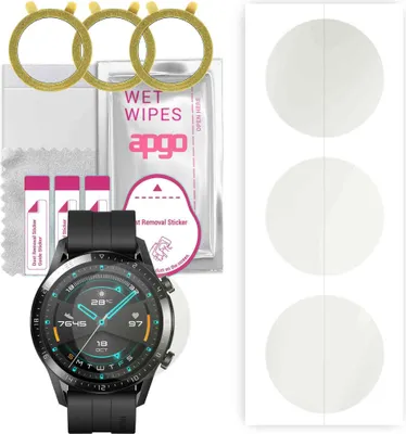 Produktbild von apgo 3 Stück Schutzfolie, Matt, kompatibel mit Huawei Watch GT Smartwatch, Hydrogel Displayschutzfolie mit Positionierhilfe, Displayfolie, robust und kratzfest