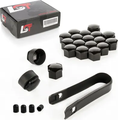 Produktbild von 20x Radschraube Kappen 17 mm Schwarz Glanz Anti-Diebstahl für HYUNDAI DAIHATSU