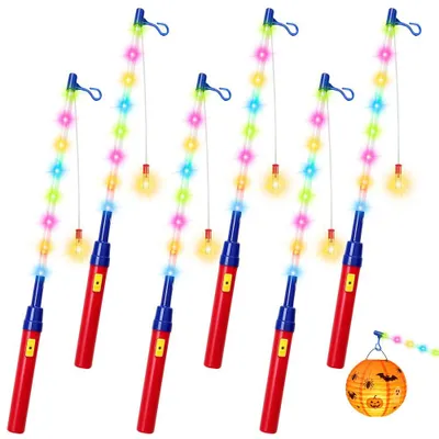 LED-Laternenstab 50 cm für Kinder, 6 Stück, bunt