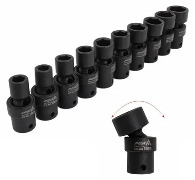Immagine prodotto di Set 10 bussole a impatto snodate, 3/8'', 10-19 mm