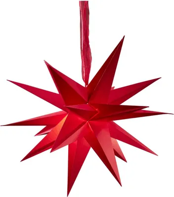 Produktbild von 3D Papierstern ,December' in Rot, mehrzackig, mit Aufhängung, Ø 43cm