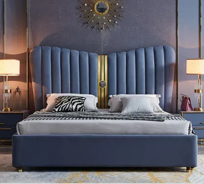 Produktbild von Bett Polster Design Luxus Hotel Betten Ehe 150/180cm Schlaf Zimmer Doppel Textil