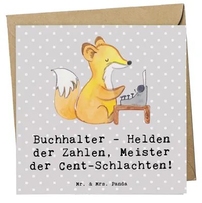 Produktbild von Mr. & Mrs. Panda Grußkarte Buchhalter Helden - Grau Pastell - Geschenk, Berufsleben, doppelkarte, faltkarte, Beruf, Finanzen, anlasskarte, Klappkarte, Cent, Zahlen