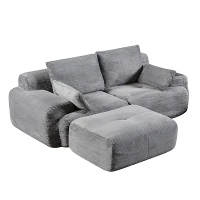 Produktbild von Sofa 2-Sitzer Sofa ohne Montage, Cordstoff, ergonomisch & platzsparend Modulares Sofa mit 32D Polsterung für Wohnzimmer & kleine Räume