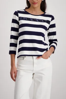Produktbild von Monari GmbH Sweatshirt marine ringel 46