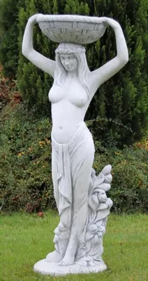 Zdjęcie produktu dla Casa Padrino Secesyjna dekoracja ogrodowa rzeźba kobieta z doniczką szara h. 98 cm - Elegancka dekoracja ogrodowa kamienna figura z doniczką - Barokowe i secesyjne akcesoria do dekoracji ogrodu