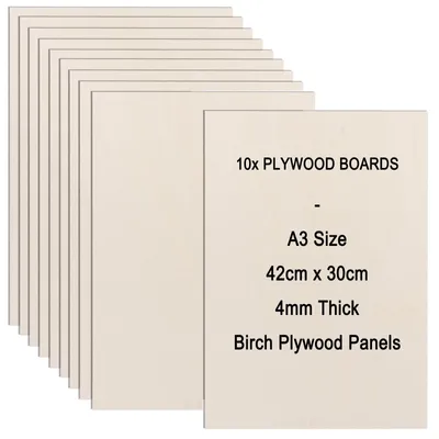 Image de Planche multiplex A3 - Multiplex de bouleau - Idéale pour la sculpture sur bois - 10 pièces - Adaptée pour les découpes fines - Convient pour les scies à découpe et la découpe laser