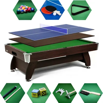 Obrázok produktu pre Biliardový stôl Vip Extra 9 FT hnedo/zelený s nadstavcom ping-pong/doska