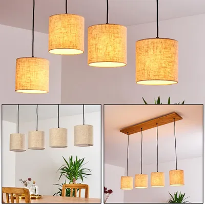 Produktbild von Meolo »Meolo« Hängelampe aus Holz/Textil in Natur/Schwarz