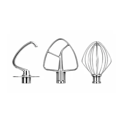 Image de Lot d'accessoires en acier inoxydable KitchenAid 5KSM5TH3PSS – 3 pièces haut de gamme compatibles avec les modèles KitchenAid Artisan et Classic