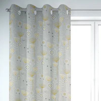 Produktbild von SCHÖNER LEBEN. Vorhang Fryett`s Halbpanama Blumen abstrakt grau 245cm oder Wunschlänge Aufhängung Ösen