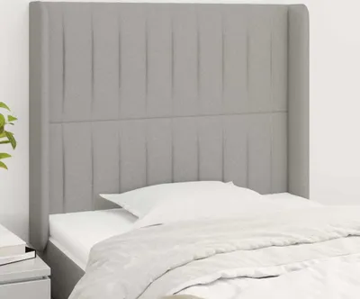 Produktbild von vidaXL Kopfteil mit Ohren Hellgrau 103x16x118/128 cm Stoff - Kopfteil - Kopfteile - Bett-Kopfteil - Bettkopfteil