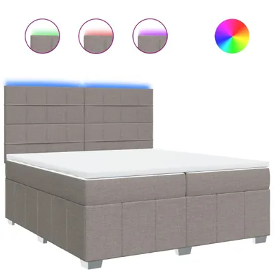 Image de vidaXL Lit boxspring avec matelas Taupe 200x200 cm Tissu