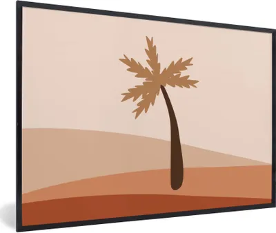 Produktbild von MuchoWow® Gerahmtes Poster Sommer - Palme - Braun 90x60 cm - Poster mit Schwarzem Bilderrahmen Wandposter Rahmen Foto Bilder - Fotorahmen - Foto-Plakat