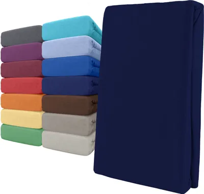 Produktbild von Spannbettlaken Jersey 180-200x200 Dunkelblau 100% Baumwolle Rundumgummi