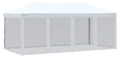 Produktbild von vidaXL Partyzelt Faltbar mit Seitenwänden Weiß 3x6 m