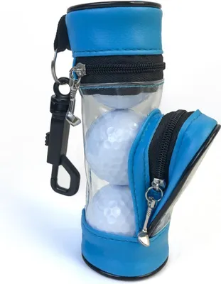 Obrázek produktu pro INF Přenosné pouzdro na golfové míčky zPolyuretankůže s držákem na týčka - pro 3 míčky Modrý