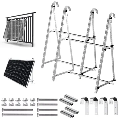 Produktbild von 118CM Verstärkter Solarmodul Halterung Befestigung Balkonkraftwerk Halterung Geländer, Balkonhalterung PV Modul verstellbar Winkel 0-90 Grad
