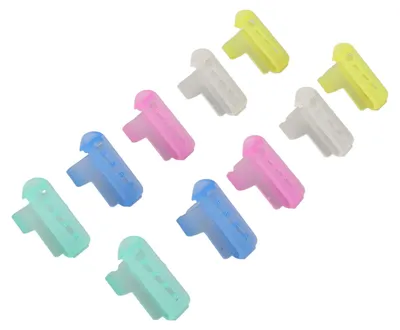 Produktbild von 10 Stück Strick-Fingerhut aus Kunststoff, tragbar, glänzendes Aussehen, Garn-Finger-Halter, Anleitung getrennt für Zuhause
