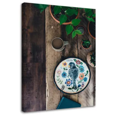 Immagine prodotto di Quadro su tela con uccello 40x60 cm Feeby marrone quadro da parete pronto per essere appeso
