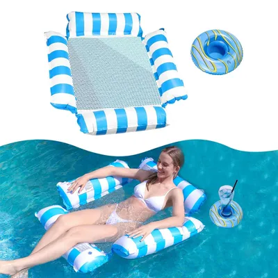 Produktbild von 4-in-1 Luftmatratze für den Pool mit Netz und aufblasbarem Becherhalter