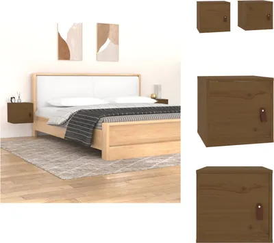 Produktbild von vidaXL Wandschränke 2 Stk. Honigbraun 31,5x30x30 cm Massivholz Kiefer -  Wandregale