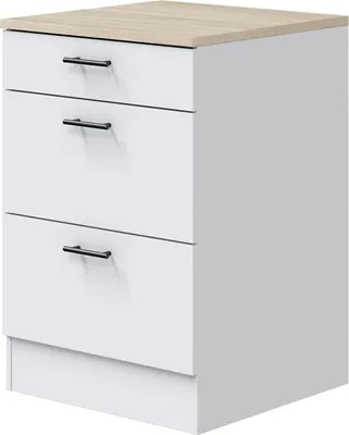Produktbild von Dmora Küchenschrank Cuggiono 60x60x90 cm Weiß 3 Schubladen