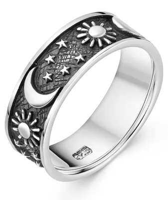 Produktbild von MATERIA by Matthias Wagner Sonne Mond Ring Silber 925 antik mit Sternen SR-79
