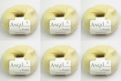 Zdjęcie produktu dla 6 motków włóczki Angel firmy Permin – luksusowa mieszanka mohairu, jedwabiu i wełny (70/30) (kolor: limonada)
