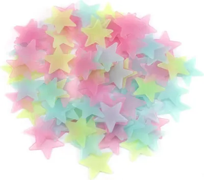 Produktbild von 100 wunderschöne, nachtleuchtende, fluoreszierende Sternenaufkleber zur Wanddekoration für Kinderzimmer