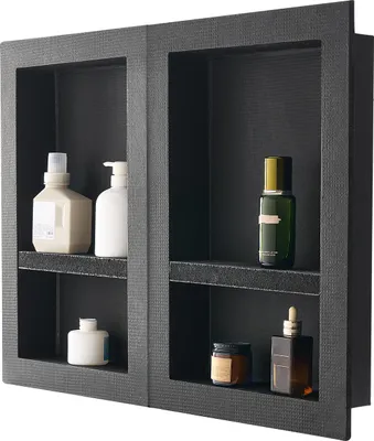 Immagine prodotto di Nicchia doccia VEVOR, 40,6 x 61 cm + nicchia 40,6 x 61 cm, spessore 10,2 cm, moderno organizzatore di sapone e shampoo, nero, per bagno doccia