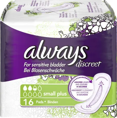 Produktbild von Always Discreet Inkontinenz Einlagen Small Plus bei Blasenschwäche, 16 Stück