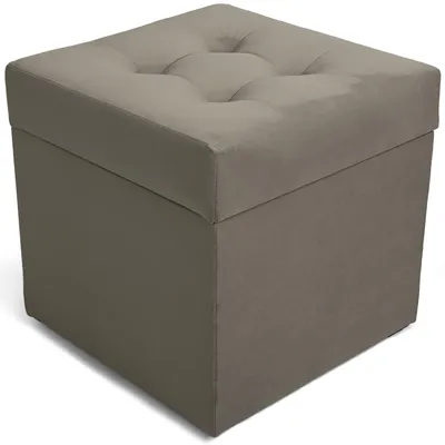 Produktbild von MG Design Polsterhocker Grau 45x45 cm - Stauraum 50L, bis 300 kg, samtig-weich mit Schimmer, pflegeleicht, für Wohnzimmer & Flur