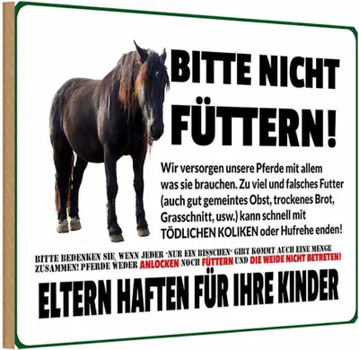 Produktbild von vianmo Holzschild 12x18 cm Pferd bitte nicht füttern Eltern haften Warnschild Hinweisschild