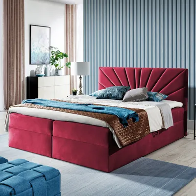 Produktbild von Boxspringbett Doppelbett TEO 2  - 120x200cm Bett mit Bonellmatratze, mit Bettkasten f r Bettw sche und Topper.  (Rot)