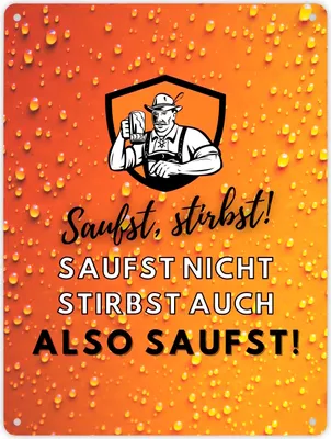 Produktbild von Biertrinker Bier Metallschild XL in 21x28 cm mit lustigem Spruch