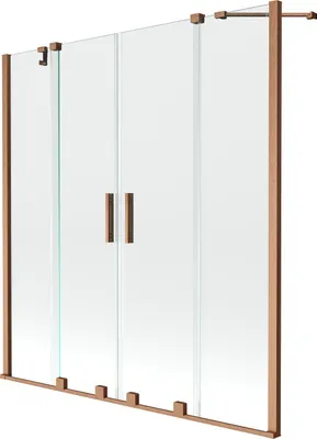 Image de Mexen Velar Duo Paroi de baignoire à 2 volets Réglable 150 x 150 cm, transparent, cuivre brossé - 896-150-000-02-65