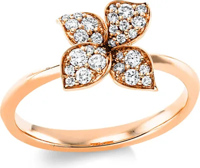 Produktbild von Ring Blume aus 750 Gold Rotgold 29 Brillanten 0,27ct TW-SI B:9,4mm, Ringgröße:Innenumfang 54mm  Ø17.2mm