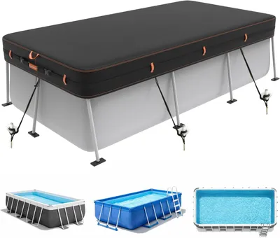 Immagine prodotto di Copertura per piscina, resistente, realizzata in tessuto Oxford 420D, completa di corda e picchetti, resistente al vento