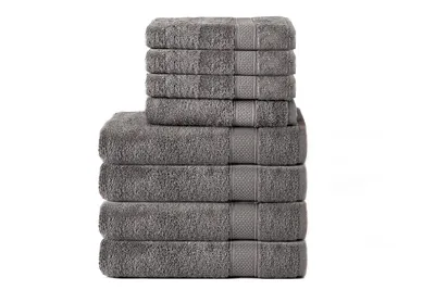 Produktbild von Komfortec 8er Handtuch Set | 4er Handtücher 50x100 cm und 4er Badetücher 70x140 cm | Frottee Badehandtuch & Saunatuch XXL | 100% Baumwolle - Weiche | Schnelltrocknend | Anthrazit Grau