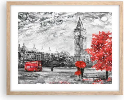 Produktbild von Gerahmtes Poster - Rahmen in heller Eiche - London Bus - 50x40 cm - Wand Bild - Wanddeko - Wandbilder - Kunstposter - Wandposter - Bilderrahmen - Bilder - Kunstdruck - Wandbild - P2NAA50x40-3866